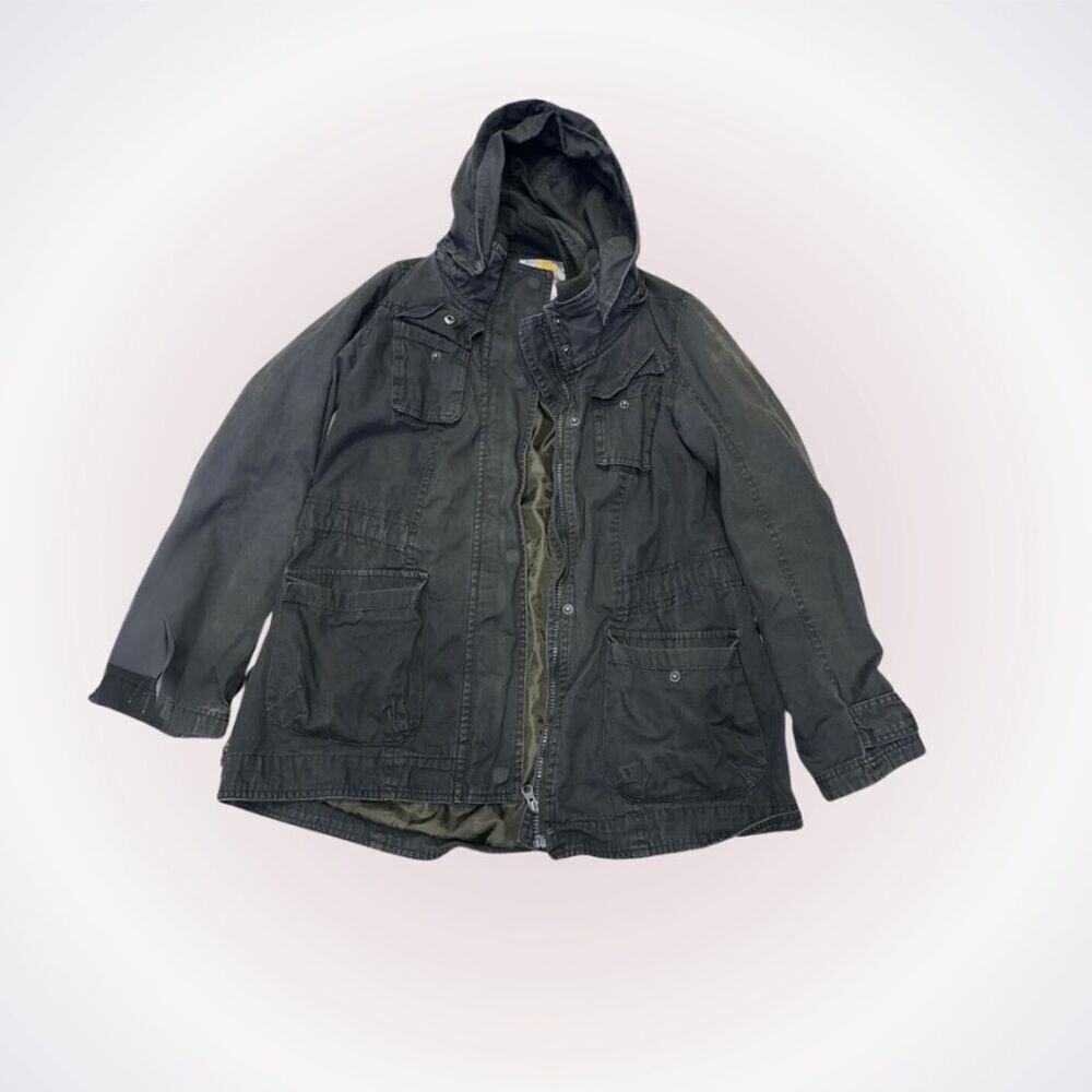 Sashimi Olive Green Hooded Military Style Jacket | Sz S